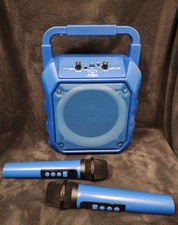 Open Box- JOYC - Mic Drop Karaoke Machine with 2 Wireless Mics RGB Light- Blue