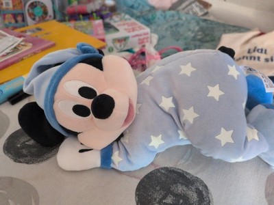 Gute Nacht Mickey Maus Disney Blau Kuscheltier 30cm GID Liegend Leuchtend Baby