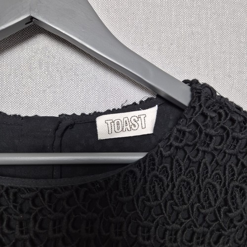 Toast Spitzen-Overlay-Top Damen UK 14 schwarz Kurzarm Anlass Party Cocktail - Bild 3 von 9