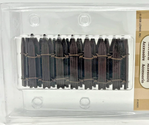 SET OF THREE - LEMAX VILLAGE ACCESSORY 18" BROWN WIRED WOOD FENCE #44393 / 84813 - Picture 3 of 5