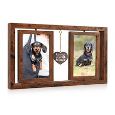 Pet Memorial Gifts for Loss of Dog or Cat, Twin Rotating Wooden Picture Frame...