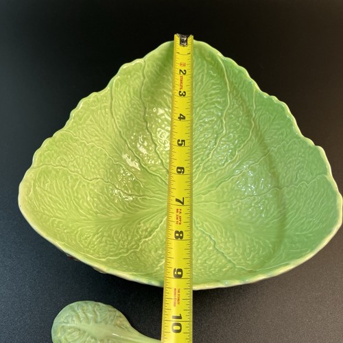 Vtg Carlton Ware Lobster Cabbage Leaf Salad Soup 9" Bowl & Serving Spoon England - Picture 6 of 11