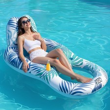 Inflatable Pool Float Chair Heavy Duty Lounger Cup Holder Pink SLOOSH Floats
