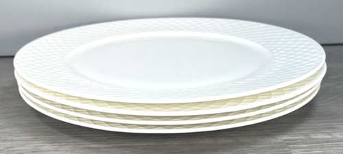 Set Of 4 Mikasa Bone China TRELLIS White 11" Dinner Plates - Picture 8 of 8