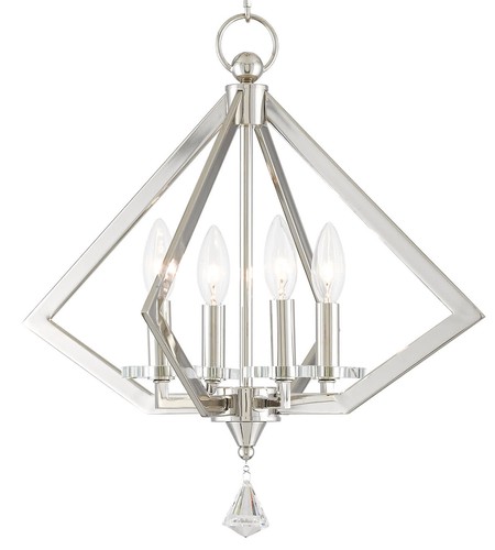 Livex Lighting 50664 Nickel Diamond 4-Light 18"W Chandelier - Picture 1 of 12