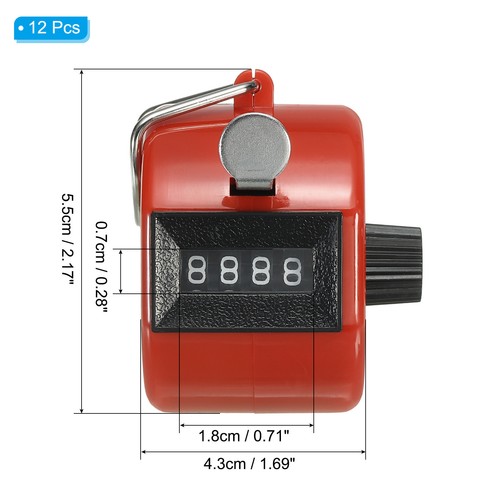 12Pcs Clicker Counter, 4 Digit Mechanical Handheld Tally Click Counter Red - Picture 2 of 6