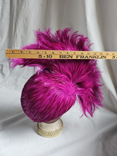 Original Jack McConnell Magenta Pink Feather Hat W/ Rhinestones, Wool 57cm Sz MD - Picture 8 of 17