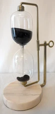 Hourglass Sand Timer with Marble Base and Brass Hardware
