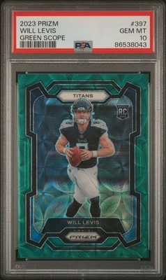 Will Levis 2023 Prizm Green Scope Prizm Rookie RC 53/75 Tennessee Titans PSA 10