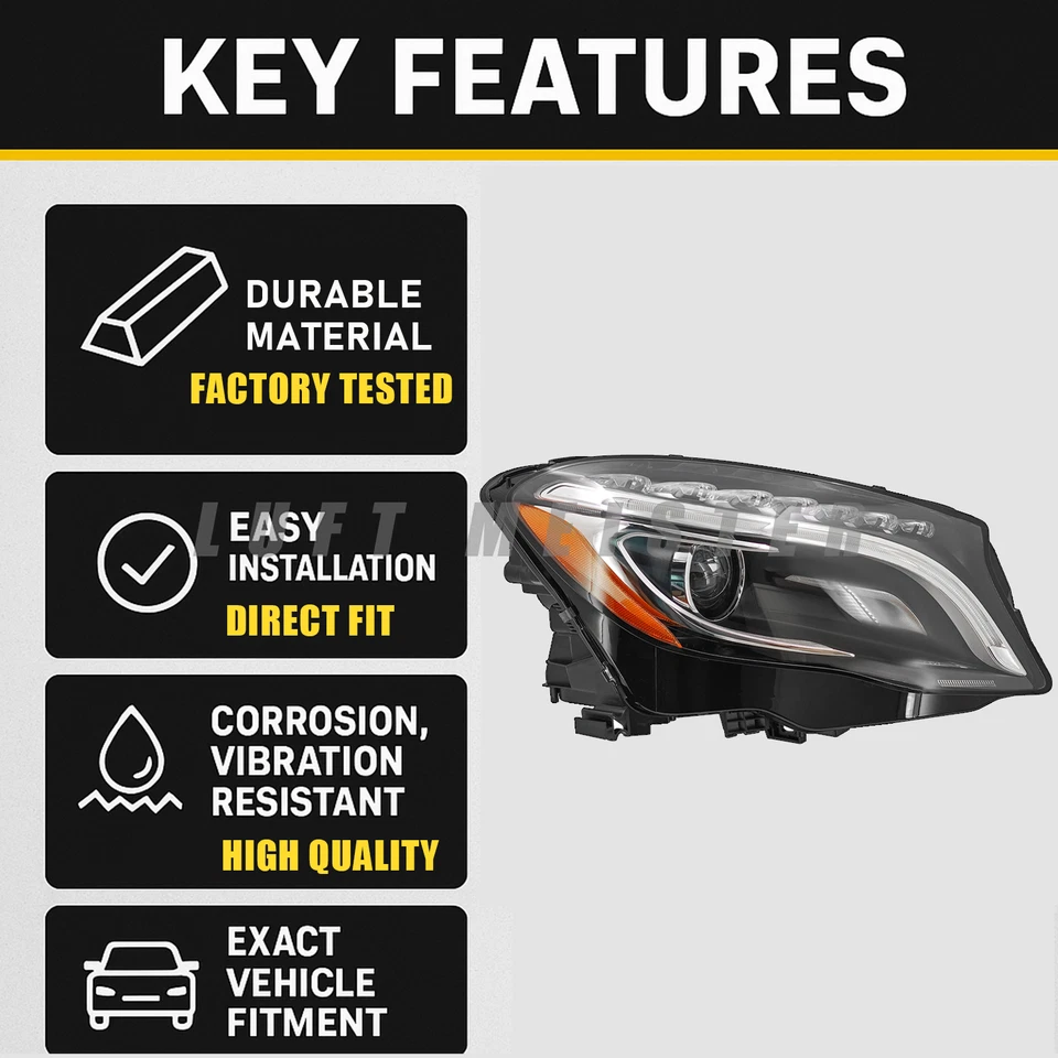 Faro derecho xenón 1569063600 para Mercedes Benz GLA45 AMG GLA250 2015-17 Foto 3 de 4