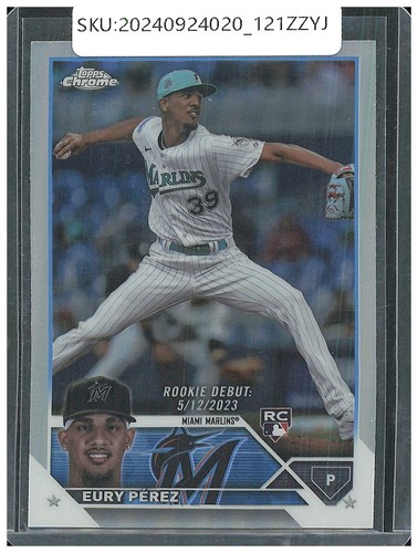 2023 Topps Chrome Update Eury Pérez Let's Go Chrome RC USC175 - Picture 1 of 2