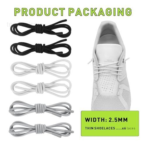 3 Pairs Elastic Shoelaces for ON Cloud 16''/40cm, Black+white+grey - Picture 2 of 6