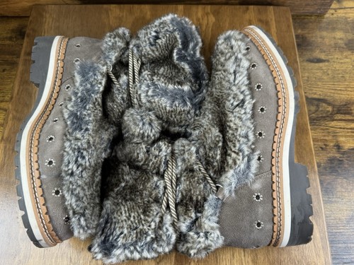 Sam Edelman Blanche Stiefel grau braun Kunstfell Leder Damengröße 8,5 - Bild 7 von 16