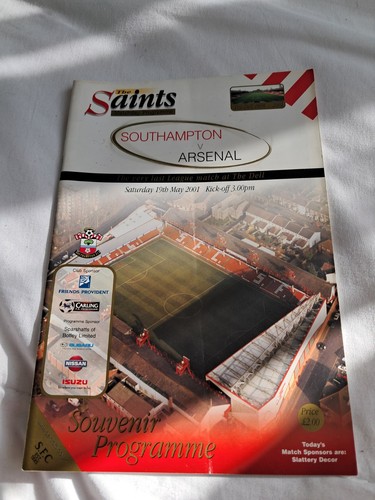Southampton Fußballtrikot The Dell 19th May 2001 v Arsenal Last League Game