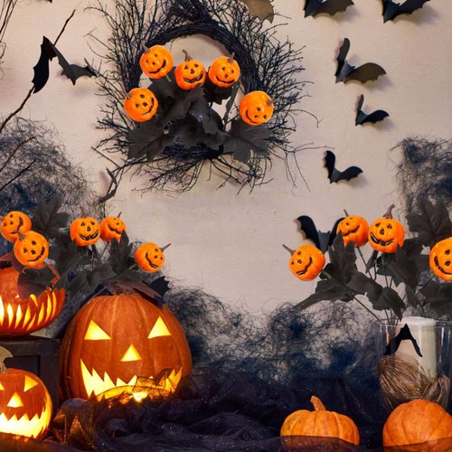 Artificial Pumpkin Bouquet Black Rose Halloween Branches Indoor Party Vase Decor - Bild 9 von 11