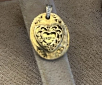 Vintage Gelassenheit Gebet verziert Sterlingsilber & 14 K Vermeil Anhänger & Schild