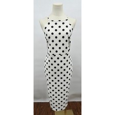 ASOS Retro Minimalist Polka Dot Scalloped Bodycon Midi Dress