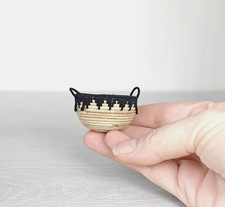 1:12 dollhouse miniature boho basket. handmad...