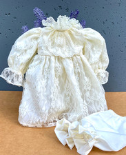 Beautiful Vintage Beige Lace Dress For Antique Doll- Would Fit 12 Inch Doll