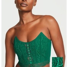 Victoria's Secret Dream Angels Lace Strapless Corset Top Size M-DD Spruce Green