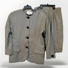 Vintage Casual Corner Woman Sz 12P Skirt Suit Houndstooth Career Academia NEW