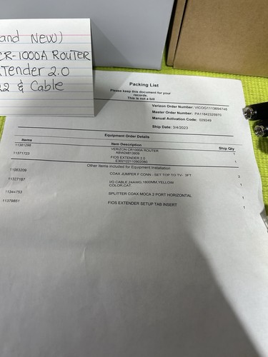 Brand New Never Been Used Verizon CR-100A Router & Fios E3021/cable  - Picture 13 of 14