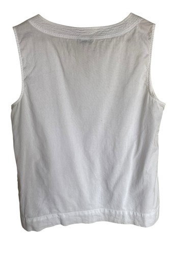 TALBOTS White Cotton Top 14 Sleeveless V-Neck Lined Blouse - 第 5/8 張圖片
