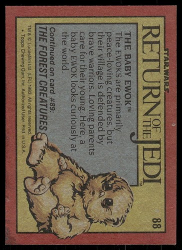 Tarjeta Topps Star Wars 1983 El Retorno del Jedi #88 (NM) - Imagen 2 de 2