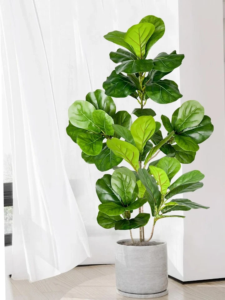 70-105cm Large Artificial Ficus Tree Fake Rubber Plants Branch Plastic Fiddle - Image 2 of 4