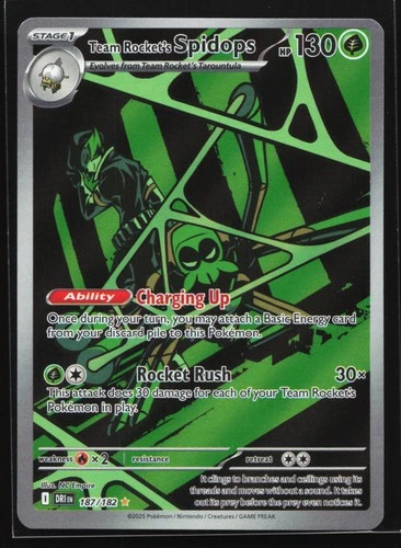Team Rocket's Spidops 187/182 Destined Rivals Illustration Rare Pokemon Card