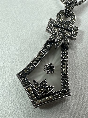 Lovely Vintage Judith Jack Sterling Silver Camphor Glass Pendant with 925 Chain - Picture 5 of 14