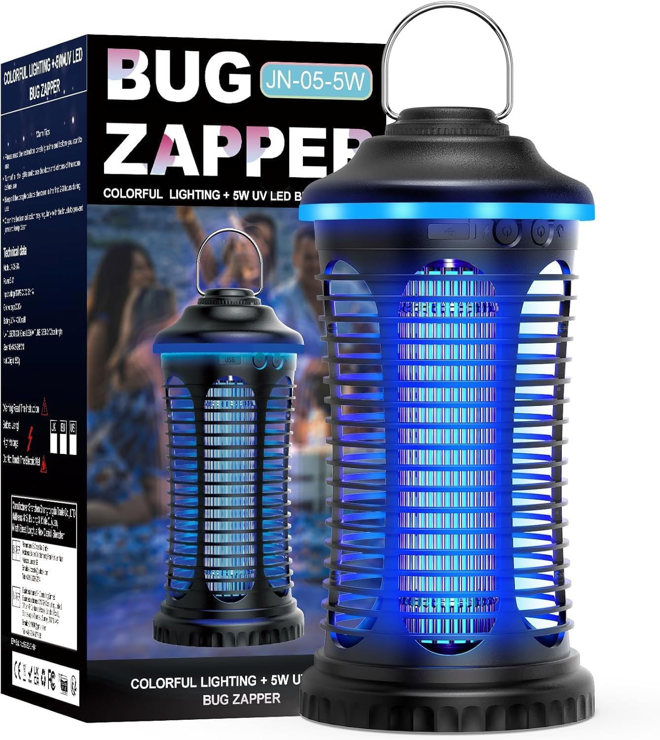 Lampe anti-moustique rechargeable 4000mAh contre les piqûres d'insectes 2000V portable