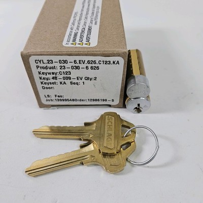 Schlage Everest 23-030-6.EV.626.C123 Keyway FSIC Cylinder Uncut Keys Satn Chrome