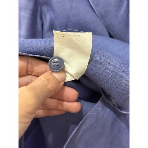 Armani Camicia Blazer 100% Lino Bottoni Scandi Blu Donna Taglia IT 42/US 6 - Foto 4 di 5