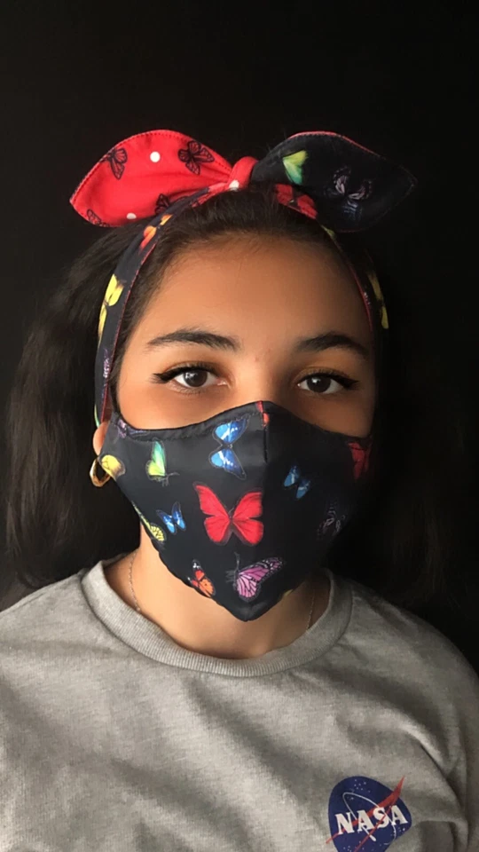 Máscara y diadema de diseño elegante mariposa turbina reversible ajustable Foto 2 de 4