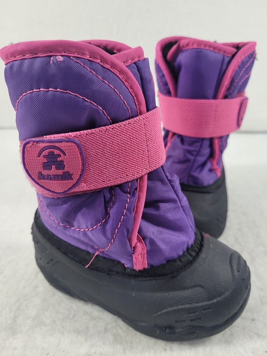 Kamik SNOWBUG Winter Snow Boot Magenta Toddler Girls Size Adjustable Strap