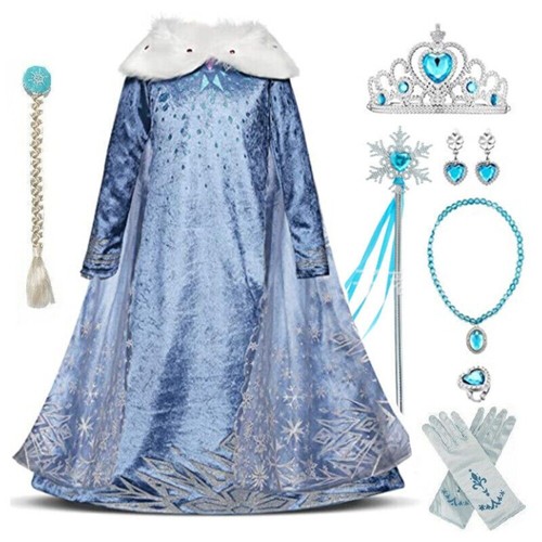 Kids Girls Elsa Princess Dress Cosplay Fancy Costume Elsa Dress Up Outfit Party - Picture 8 of 10