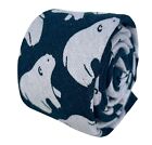 Frederick Thomas men-s tie dark teal green cotton tie with polar bear print