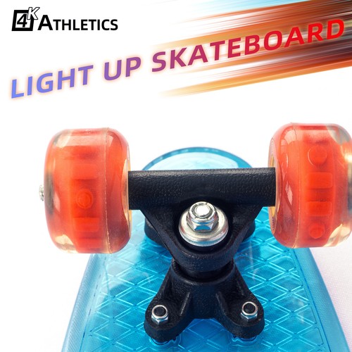 Komplettes 22" Mini Cruiser Skateboard mit 2 LED Leuchtrollen für Anfänger Kinder - Bild 24 von 24