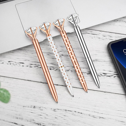 PASISIBICK 16 Pcs Big Diamond Pens-Bling Wedding Crystal Metal Ballpoint Pens wi - Picture 7 of 12