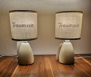 Gilde Tischlampe Nachttischlampe 2er Set Traumzeit Grau Beige Ebay