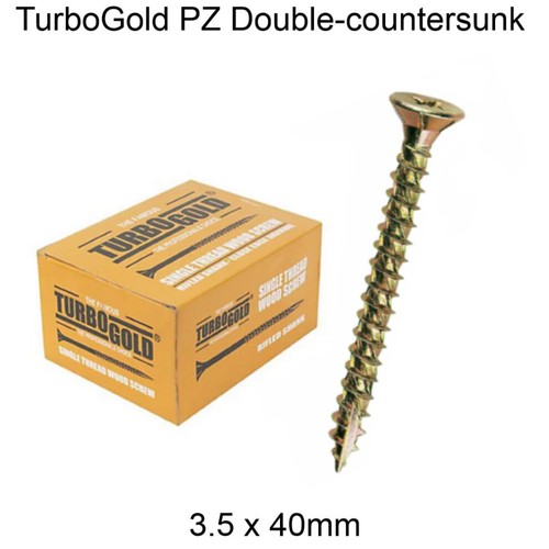 TurboGold Multi Purpose Wood Screws Fully Threaded 200 PACK Double-Countersunk - Picture 2 of 5
