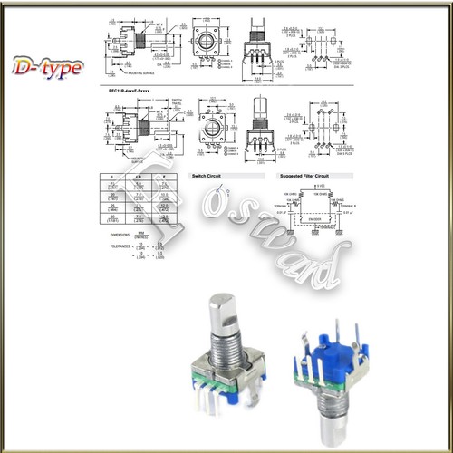 EC11 Drehgeber mit Druck-Taster Dreh-Kodierer Drehencoder 15/20mm Rotary Encoder - Bild 2 von 3