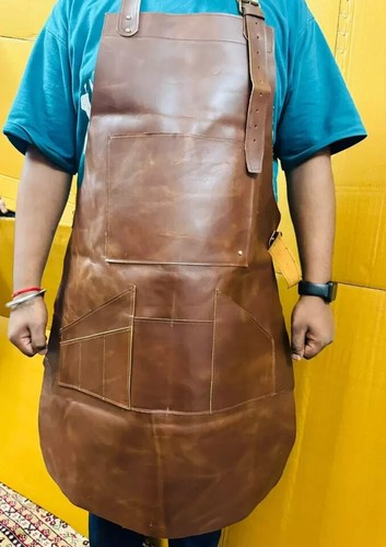 Apron Leather Butcher Cooking Bbq Blacksmith Men Costume Woodworking Chef Brown - Picture 4 of 12