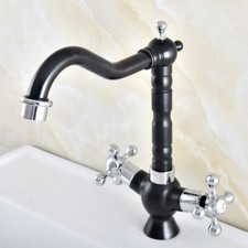 Kitchen Wet Bar Bathroom Vessel Sink Faucet Tap Black Silver Brass Swivel snf494