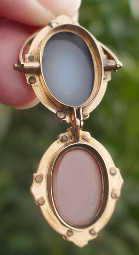 Antique Victorian Gold Filled Carnelian & Black Onyx Spinning Watch Fob / Locket - 第 5/19 張圖片