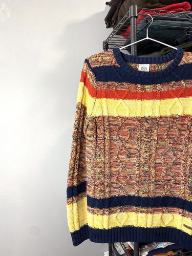 90’s Rip Curl Japan 3D Knit Striped Sweater Coogi style S Size - Picture 2 of 12