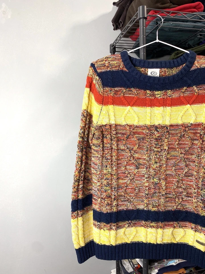 90’s Rip Curl Japan 3D Knit Striped Sweater Coogi style S Size - Image 2 of 4