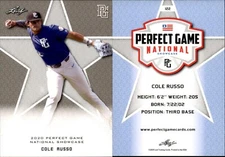 COLE RUSSO 2020 LEAF PERFECT GAME NATIONAL SHOWCASE ROOKIE CARD #122