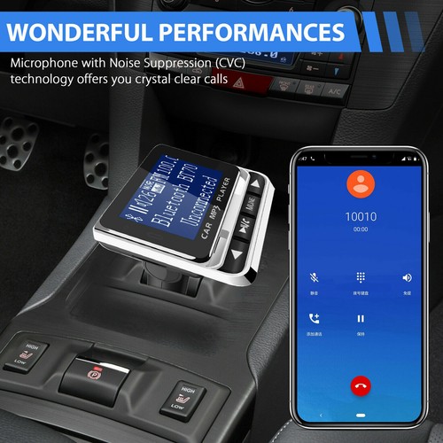 Wireless Car FM Transmitter Aux USB Charger Hands-Free Call 1.4 inch - Picture 6 of 11